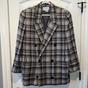 High quality wool beautiful plaid neutral oversized jacket/blazer Carlisle 14
